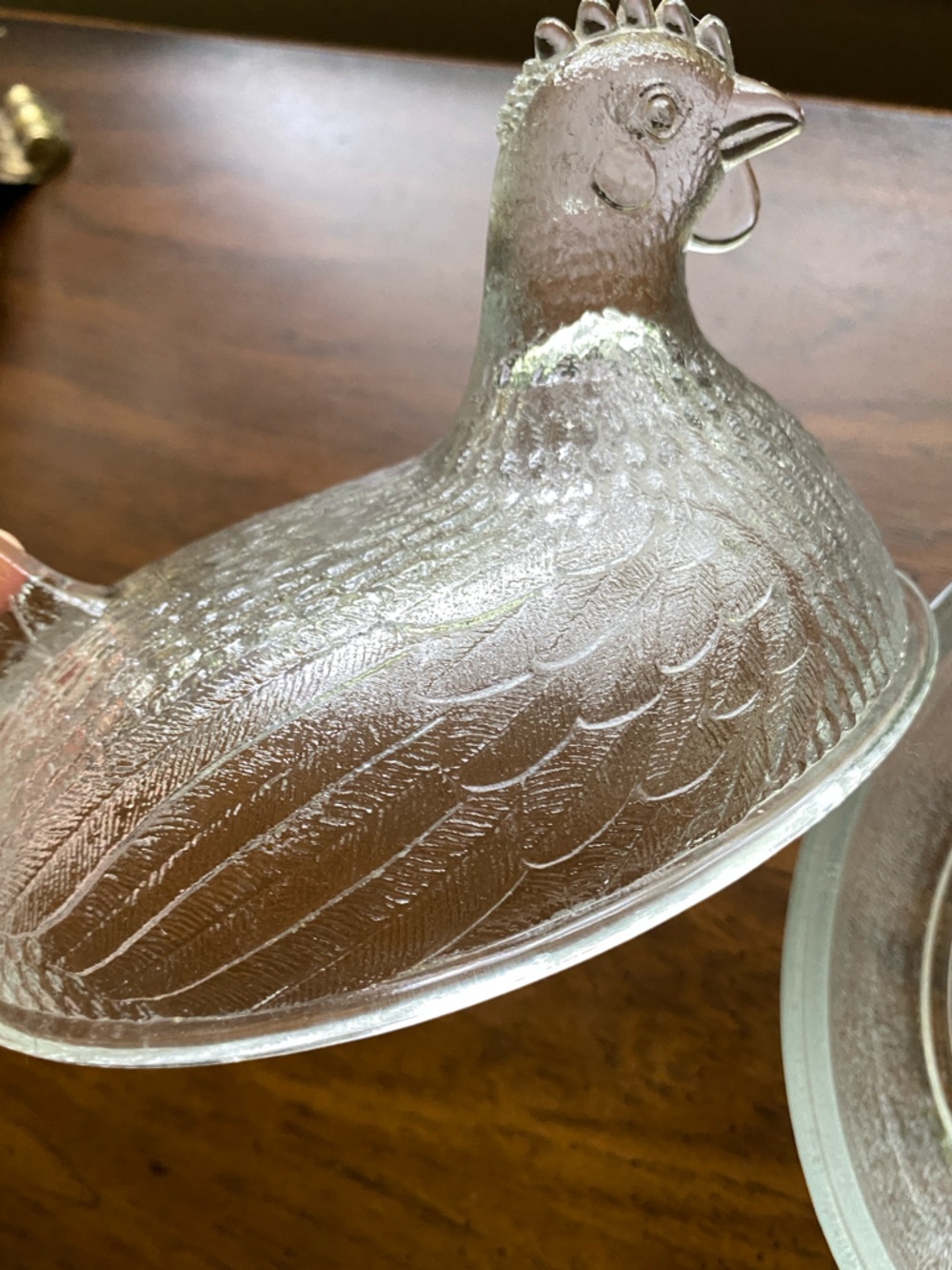 Original Indiana Glass Beadless Stippled Base Hen on A Nest Dish Clear 1930-1940 - Picture 9 of 14